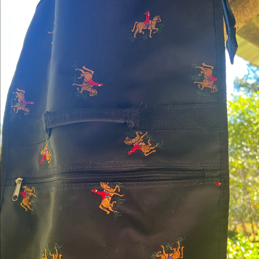 Black Travel or Garment Bag on wheels with Colorful Horse Pattern